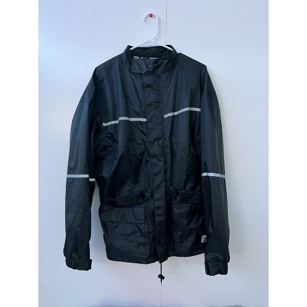 Men's BILT Black Motorcycle Windbreaker Lightweight Reflective Jacket Size Large